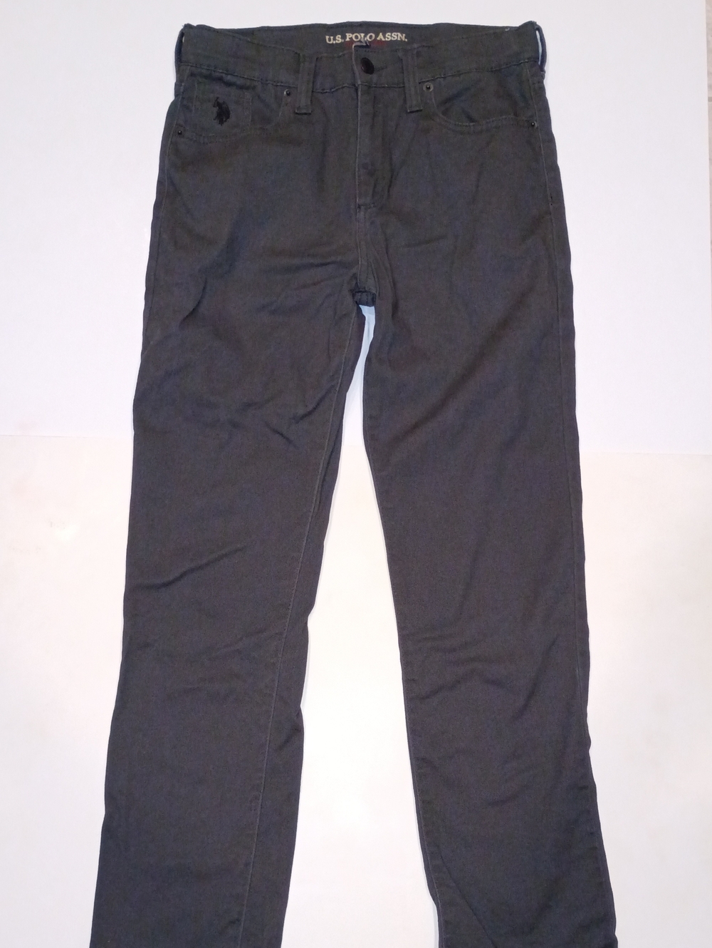 WORN 1X BOYS GRAY TWIL 5 POCKET PANTS SZ 14